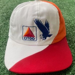 VTG 90s Citgo Racing Color Wave Snapback NASCAR Hat USA Made #21 Waltrip